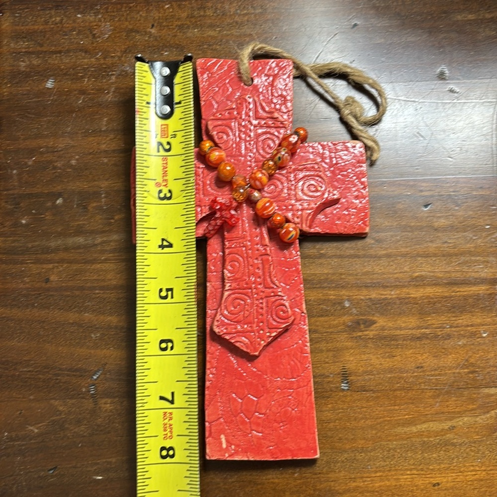 Handmade Ceramic Beaded Cross - Picture 7 of 10
